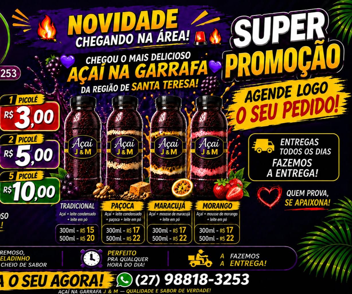 Açaí na garrafa j&m